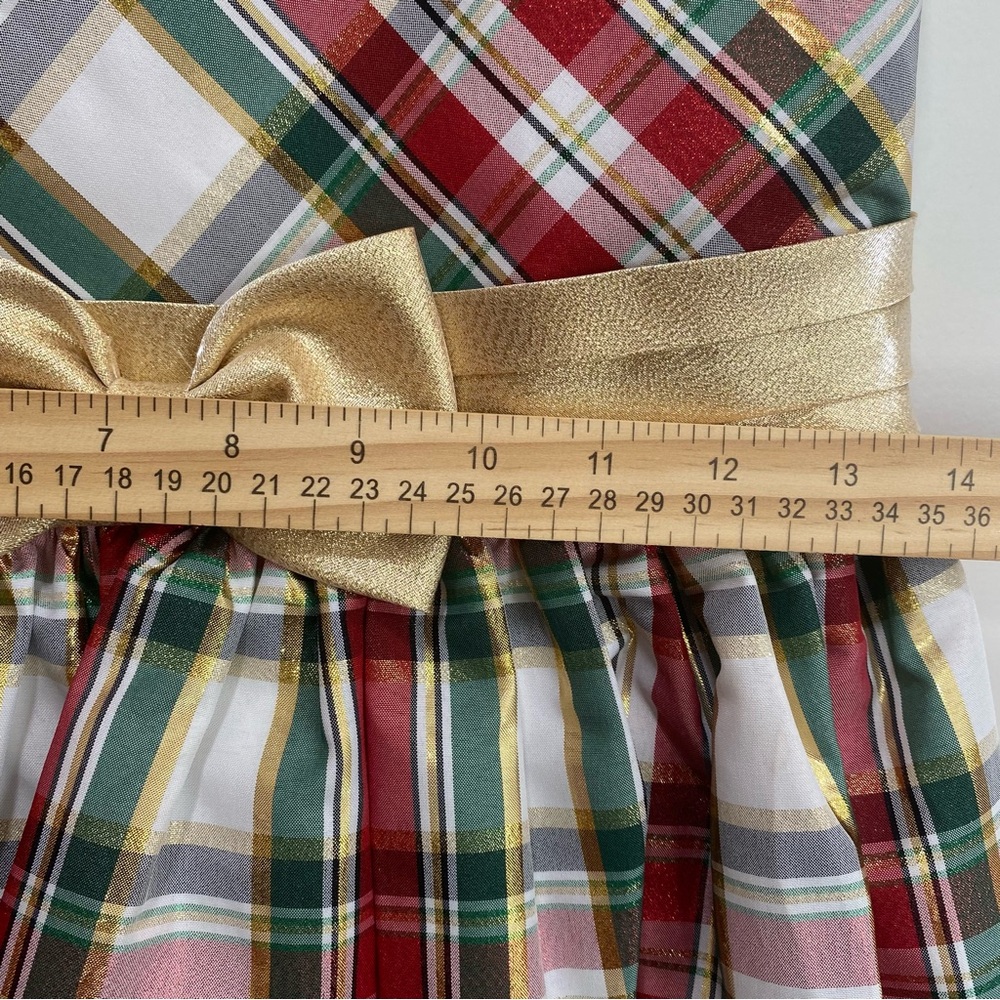 Party Formal Holiday Girls Gold Red Green Christmas Dress Bonnie Jean Shimmer 14 - Picture 5 of 7